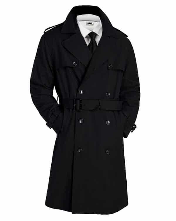 Double Breasted Overcoat Black - Abbott Uniforms