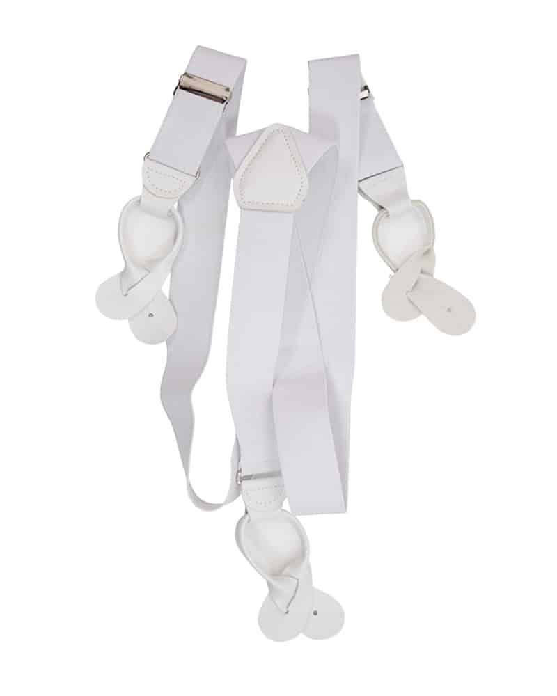 Suspenders White Elastic / Leather Ends